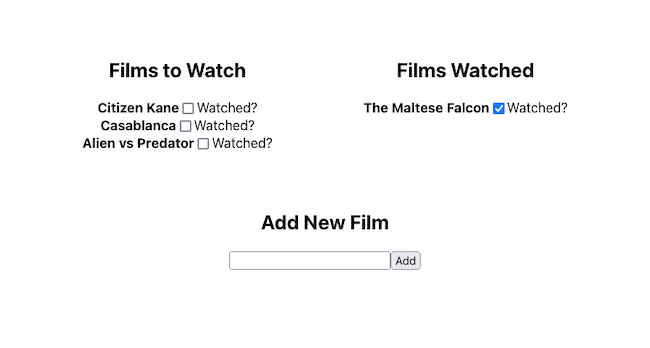 The display of the example application with some data updates The display of the example application with some data updates