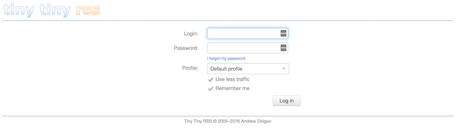 Tiny Tiny RSS Login Page Tiny Tiny RSS Login Page