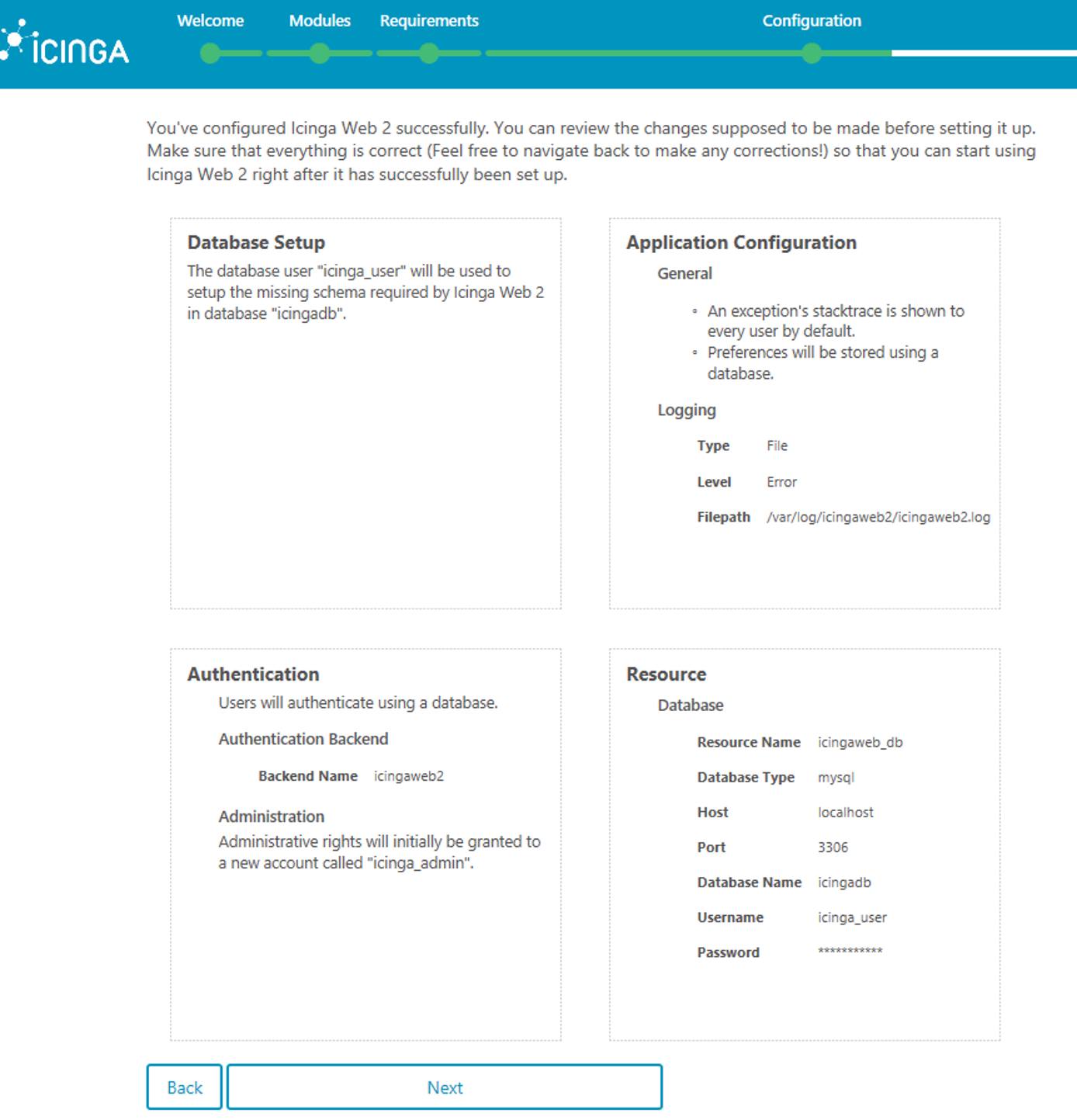 Icinga Configuration Summary Icinga Configuration Summary