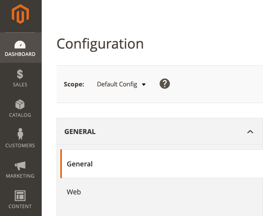 Select Web from the General menu.