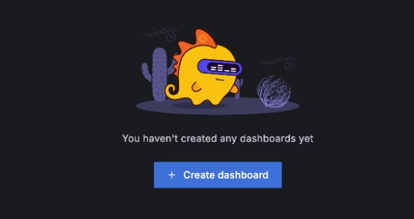 Grafana Dashboards page with an option to create a new dashboard. Grafana Dashboards page with an option to create a new dashboard.