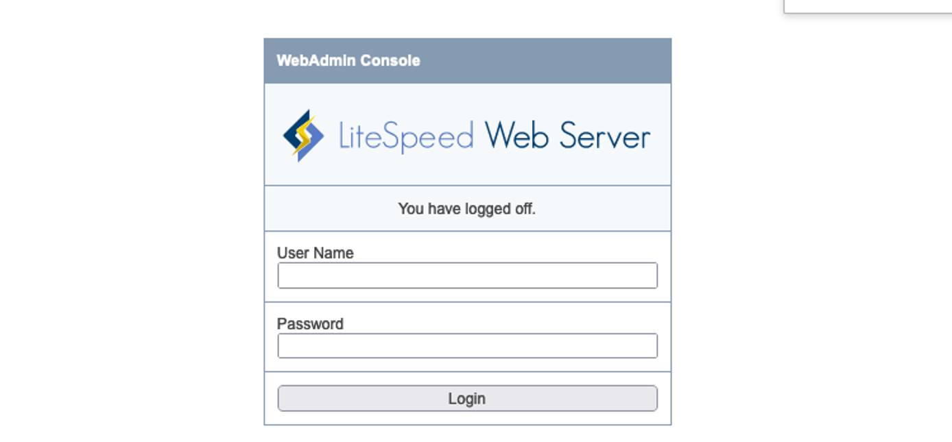 Screenshot of LiteSpeed WebAdmin login prompt Screenshot of LiteSpeed WebAdmin login prompt